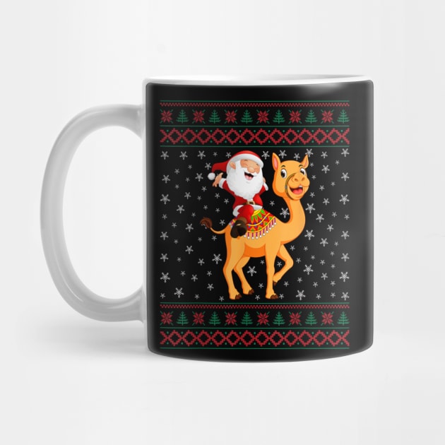Ugly Christmas Sweater Santa Riding Camel by Mitsue Kersting